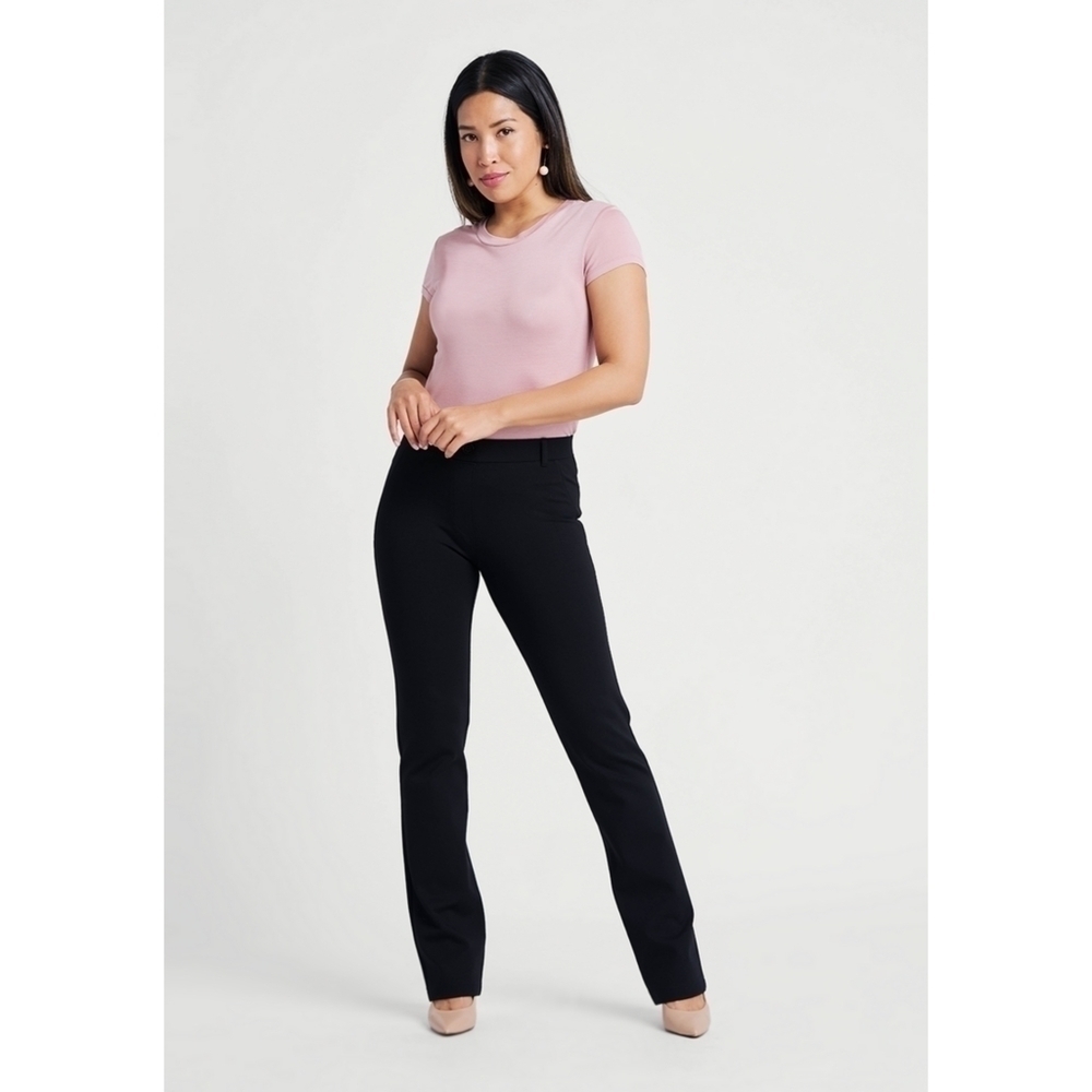 Betabrand Black Straight Leg Classic Dress Pant Yoga Pant in Black Size Medium